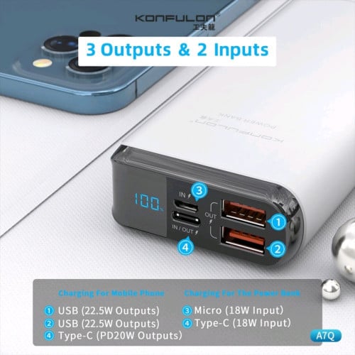 22.5w 20000mah powerbank type-c in& output