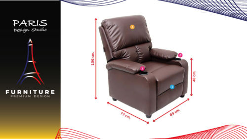 "Paris Design Studio" 1-SEATER RECLINER U-RO DECOR ANGOLA 000002002 BLACK