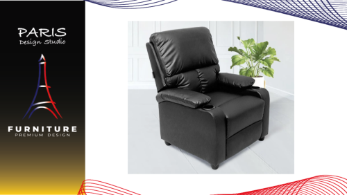 "Paris Design Studio" 1-SEATER RECLINER U-RO DECOR ANGOLA 000002002 BLACK