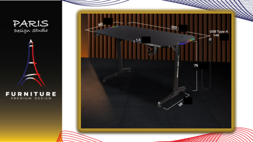 "Paris Design Studio" GAMING DESK EGA GD12 120CM BLACK