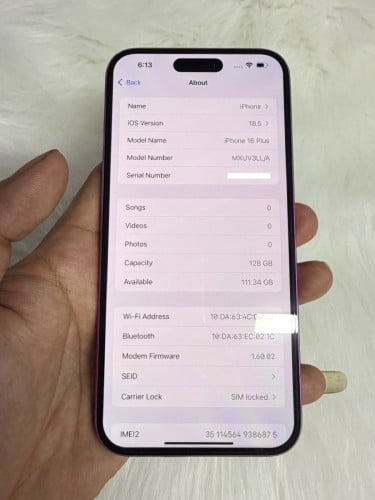 iPhone 16 Plus 128G Color Pink 🩷 មួយទឹក ថ្ម91%🔋 lock sim ប្រើបានសុីម2សេវាដើរស្មូតល្អគ្រប់ប្រពន្ធ័