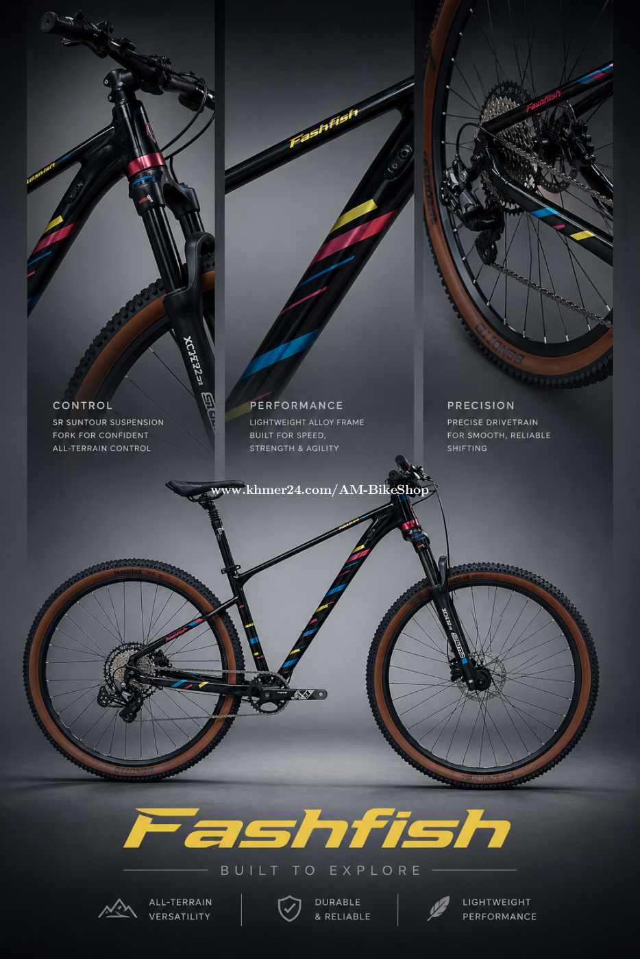 Fashfish Alloy 29" គ្រឿងDeore12s ហ្រ្វាំងប្រេងShimano បូមSR