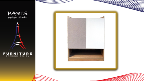 « Paris Design Studio » SHOE CABINET FINE 60CM WOOD GRAIN/WHITE CREAM FABRIC PATTERN