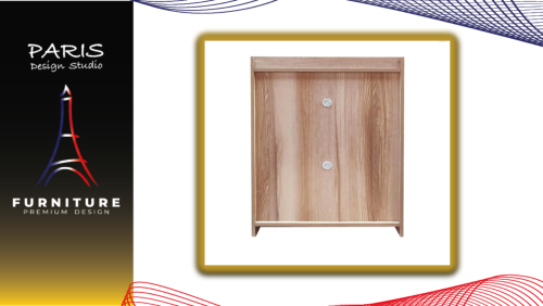 « Paris Design Studio » SHOE CABINET FINE 60CM WOOD GRAIN/WHITE CREAM FABRIC PATTERN