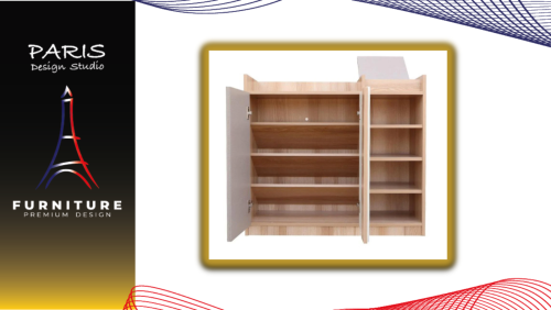 « Paris Design Studio » SHOE CABINET FINE 90CM NATURAL WOOD/CREAM/WHITE
