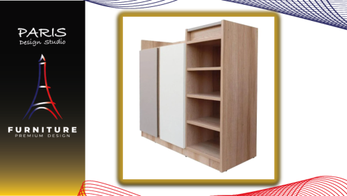 « Paris Design Studio » SHOE CABINET FINE 90CM NATURAL WOOD/CREAM/WHITE
