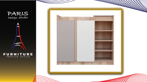 « Paris Design Studio » SHOE CABINET FINE 90CM NATURAL WOOD/CREAM/WHITE