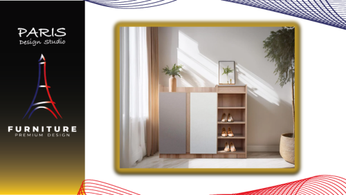 « Paris Design Studio » SHOE CABINET FINE 90CM NATURAL WOOD/CREAM/WHITE