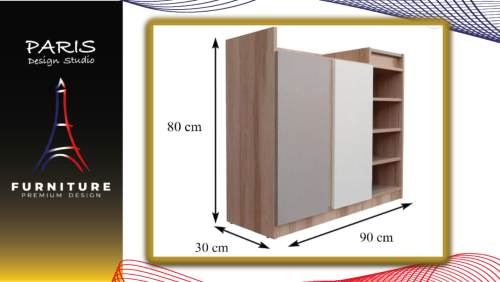 « Paris Design Studio » SHOE CABINET FINE 90CM NATURAL WOOD/CREAM/WHITE