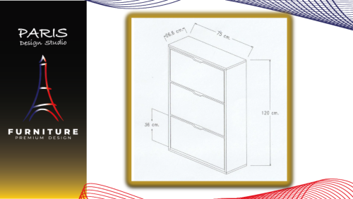 "Paris Design Studio" 3-TIER SHOE CABINET SB7513 OTTAWA/SANDSTONE