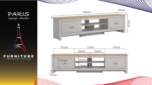 "Paris Design Studio" TV STAND LEXINGTON 180CM BIEGE