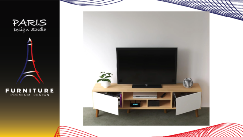 "Paris Design Studio" TV STAND MILLER 180CM HITE/OAK