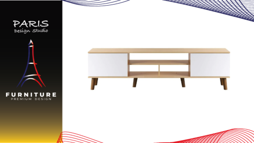 "Paris Design Studio" TV STAND MILLER 180CM HITE/OAK