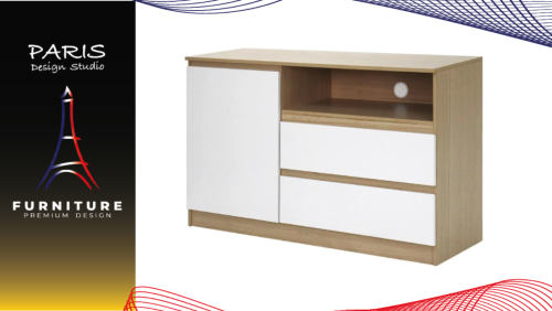 "Paris Design Studio" TV STAND WITH 1 DOOR 120CM OAK/WHITE