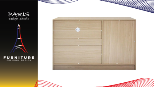"Paris Design Studio" TV STAND WITH 1 DOOR 120CM OAK/WHITE