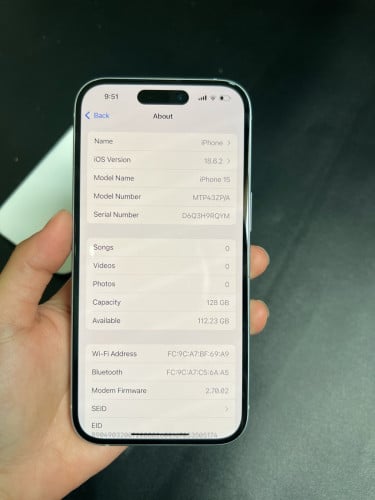 iPhone 15 128gb ZP មួយទឹក ម៉ាស៊ីនសំនុំ