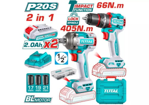 TOTAL Cordless 2 Pcs Combo Kit 20V (TCKLI20286)