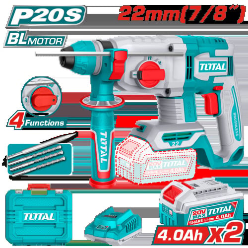 TOTAL Cordless Rotary Hammer 20V (TRHLI212282)