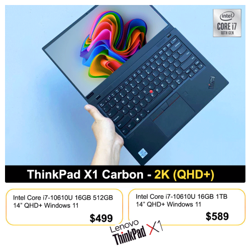 ๐โ Lenovo ThinkPad X1 Carbon | i7-10610U 16GB 1TB 14" 2.5K Windows 11 $589