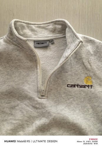 Carhartt Half-Zip Sweatshirt, Size M Light Gray