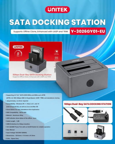 Docking HDD 3.5" Y-3026GY01-EU ទើបចូលស្តុកថ្មី ថ្មីប្រអប់   មានការធានា1ឆ្នាំ