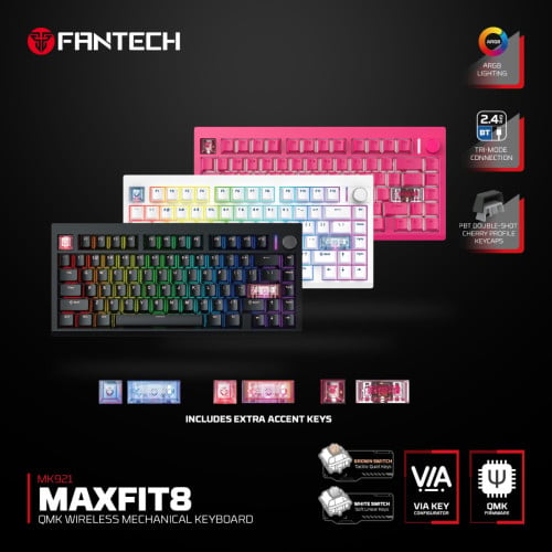 Fantech MK921 MAXFIT8 QMK Mechanical Keyboard 3 Mode