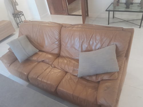 Leather armchairs and sofa