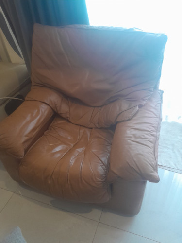 Leather armchairs and sofa