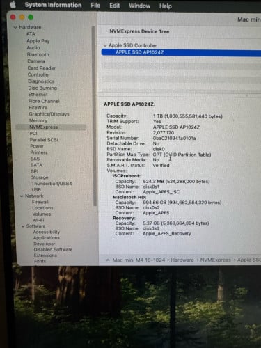 Mac mini M4 16GB 1TB 99% ធានា 03 ខែ