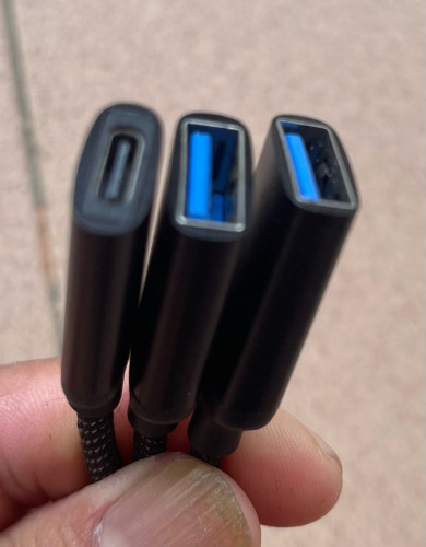Type C to 2 Female USB and Female type C