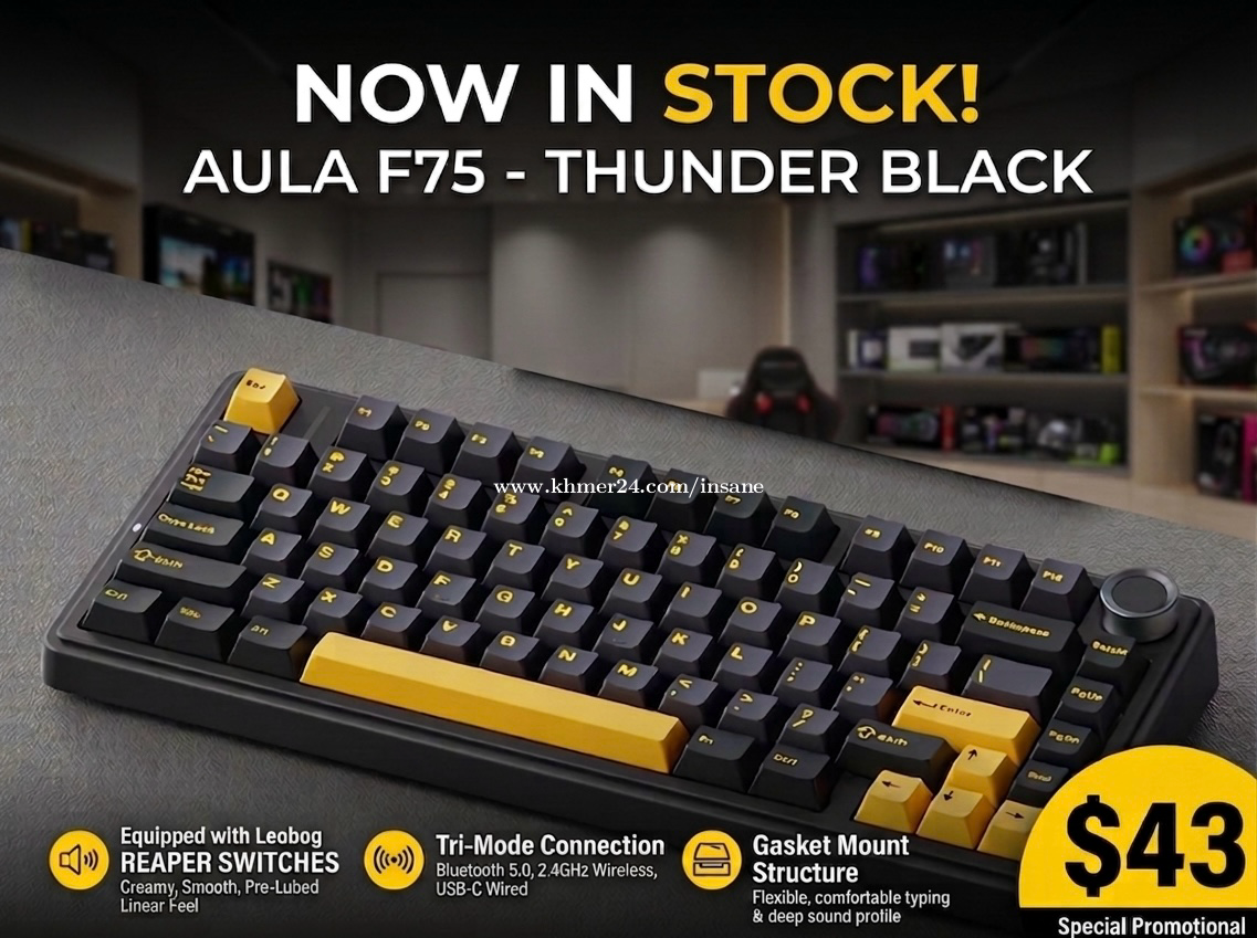 AULA F75-Thunder Black price $43.00 in Phnom Penh Thmei, Saensokh ...