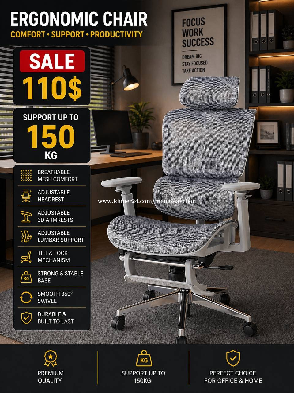 Premium Ergonomic chair available in stock