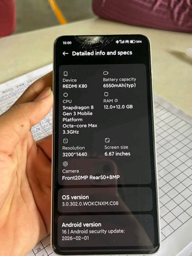 លក់ Redmi k80  12/512G អេក្រង់សុីន បែកដូចរូប តម្លៃ180$ អត់ចុះទេ telegram 061201911