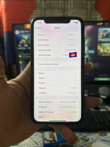 IPhone 11 / 128g / no scan / CN ដាក់បានសុីម 2 /ធានាអេក្រង់ហ្សុីន លក់តំលៃក្រោមទីផ្សារ 100$ ដាច់