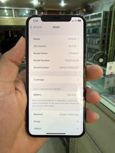 iPhone X (LL/A) 256GB, ពណ៍ស, មានស្កេន, សានុំហ្សុីន