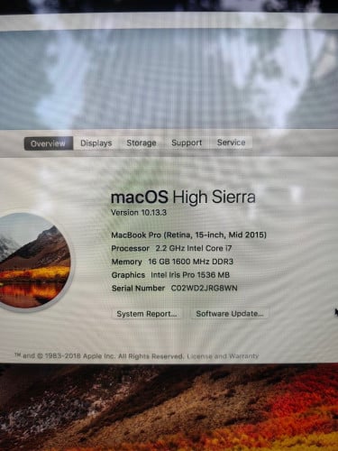 Macbook 2015 15inch 250$