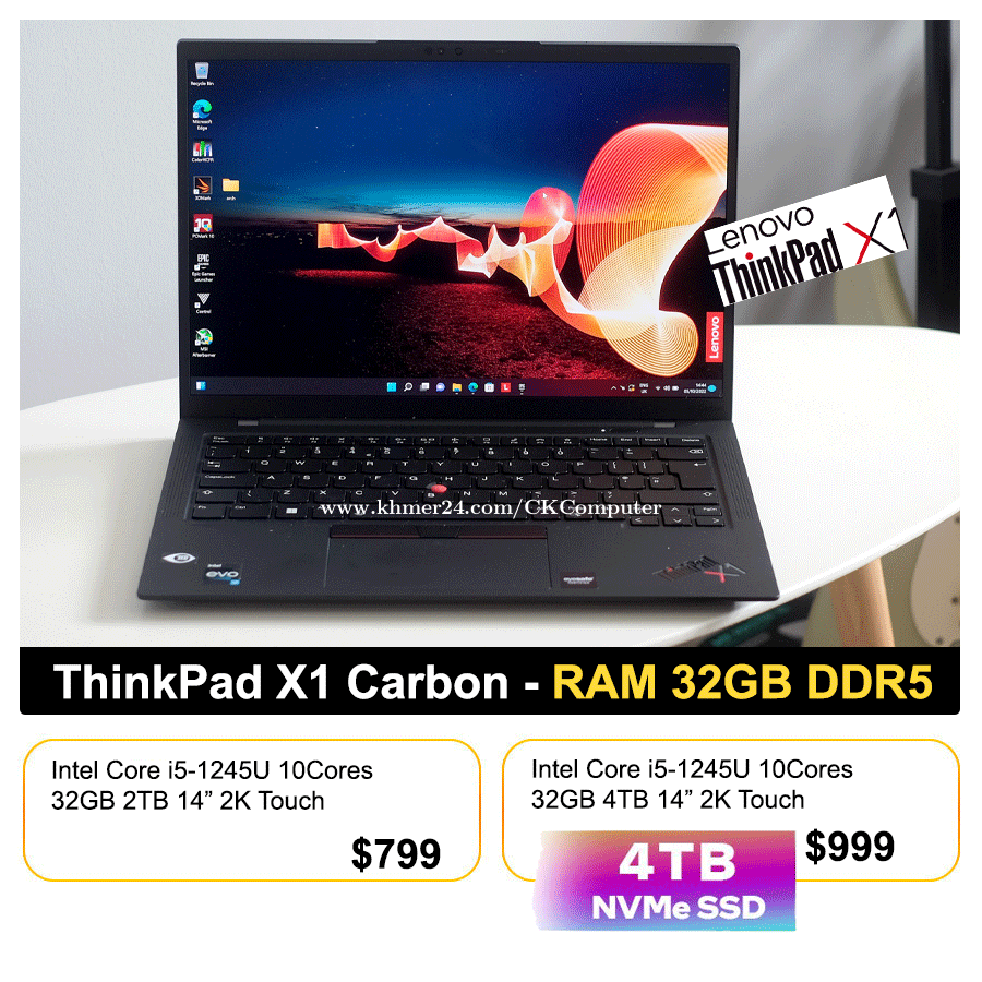 Thinkpad X1 Carbon | i5-1245U 32GB 4TB 14" 2K touch = $999