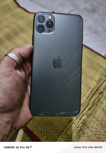 លក់ I Phone 11 Pro Max 64G LL/A សំណុំណែនបែកមុខក្រោយ មានស្កេន កាមេរ៉ាច្បាស់មុខក្រោយ