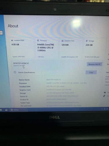 Dell Inspiron 14 Ram4g ប្រើ SSD 225g