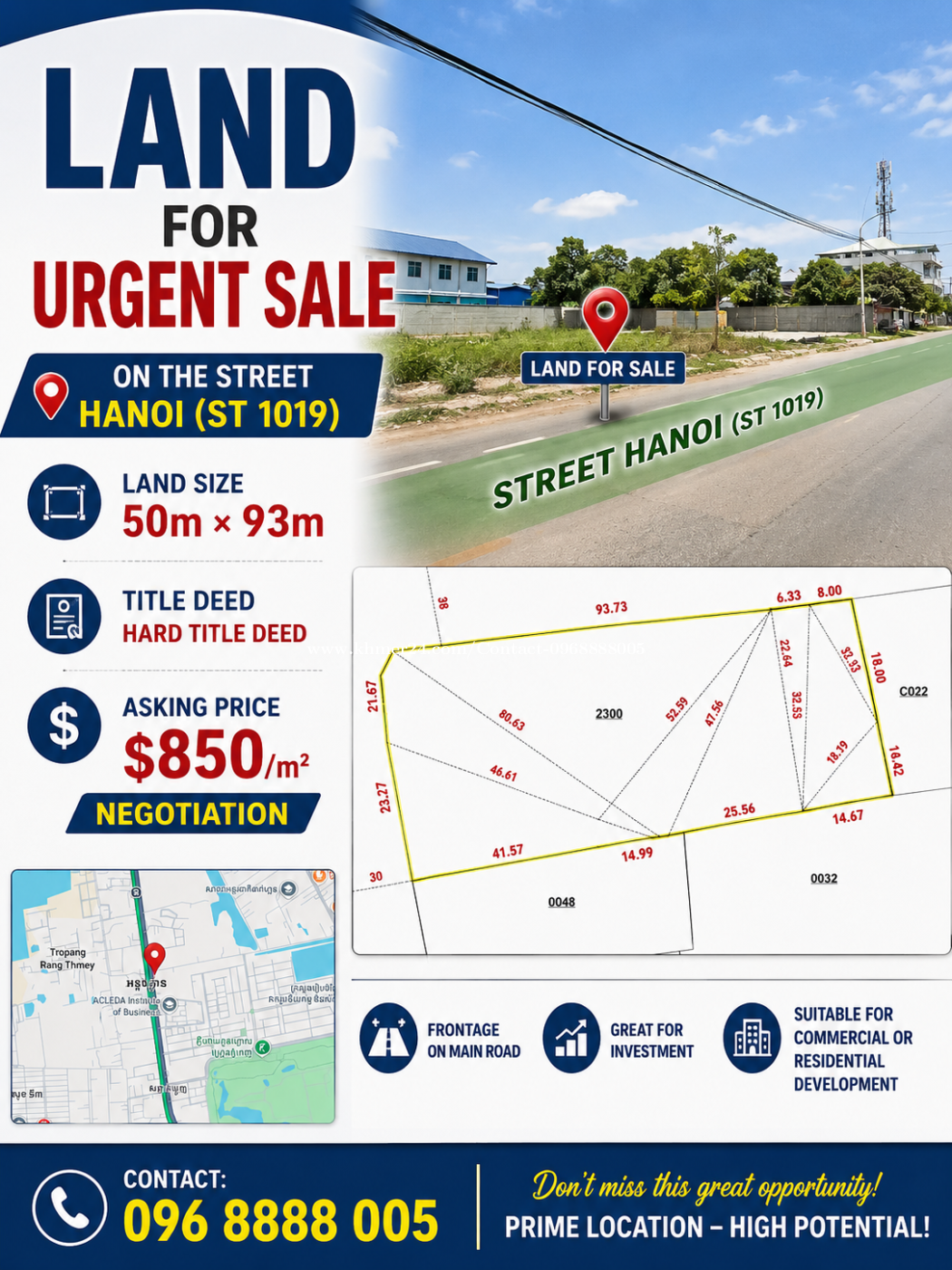 Urgent Land for Sale on Hanoi Street (St. 1019)