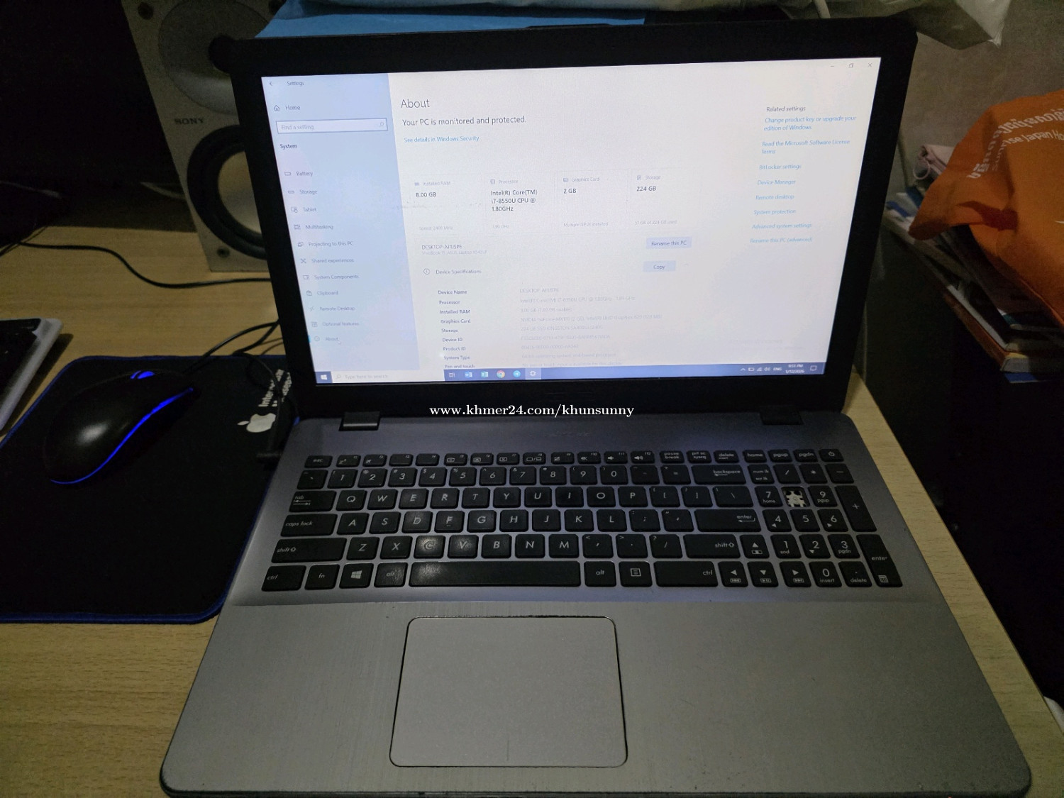 Asus 8gen CPU i7-8550U price $45.00 in Preaek Pra, Chbar Ampov, Phnom ...