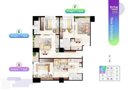 1bed 1bath for sale in BKK1, Time Square 5