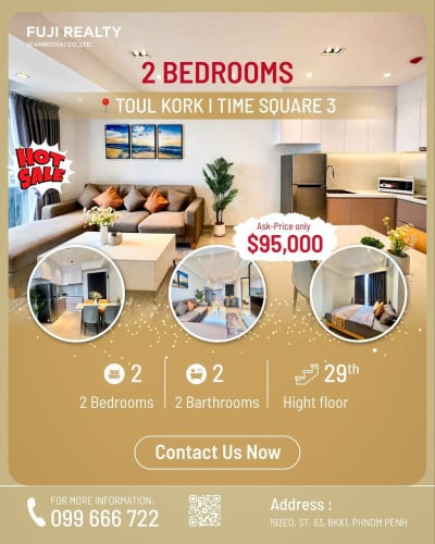 2Bedrooms Time Square 3 | Toul Kok area | Higer Floor with 29th.