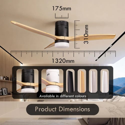 52inch DC Motor Ceiling Fan | Integrated 3-Colour LED Lights | 6 Speed Selection