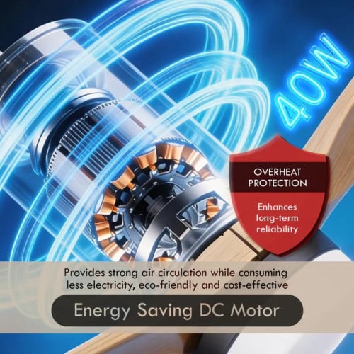 52inch DC Motor Ceiling Fan | Integrated 3-Colour LED Lights | 6 Speed Selection