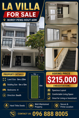 LA Villa for Sale Borey Peng Hout_ PH 60m_ $215,000