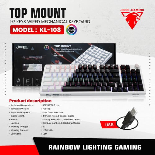 Mechanical keyboard 97 keys wired RGB ថ្មី​គុណភាព​ល្អ​
