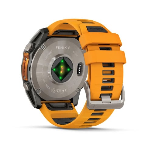 fēnix® 8 – 51 mm, AMOLEDSapphire, Titanium with Spark Orange/Graphite Silicone Band