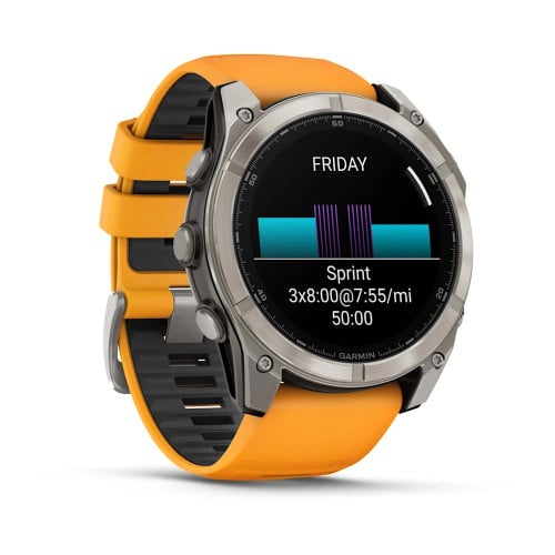 fēnix® 8 – 51 mm, AMOLEDSapphire, Titanium with Spark Orange/Graphite Silicone Band