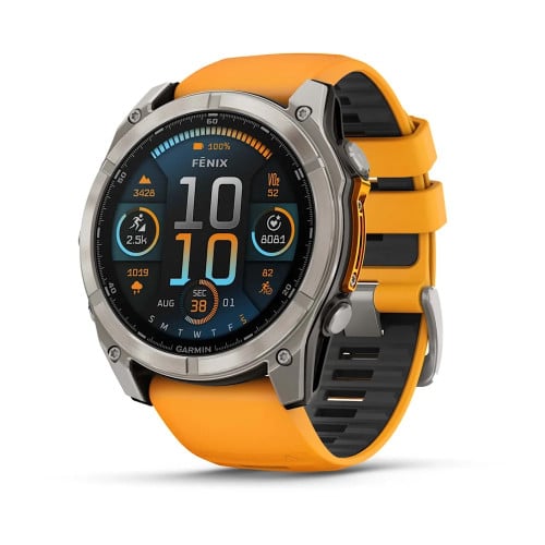 fēnix® 8 – 51 mm, AMOLEDSapphire, Titanium with Spark Orange/Graphite Silicone Band